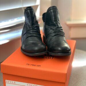 Miz Mooz Luna Black Leather Ankle Booties